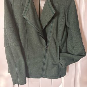 Green Under Armour Terry Moto Sweatshirt Jacket Large